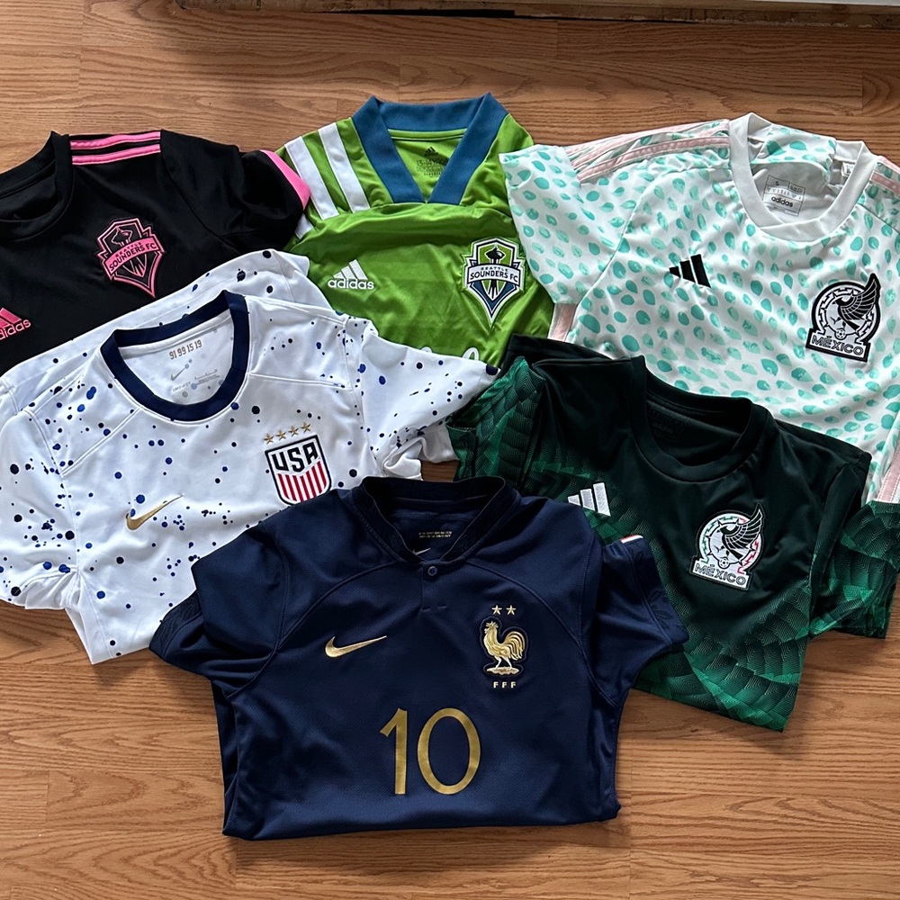 Lot of Nike and Adidas Soccer Jerseys